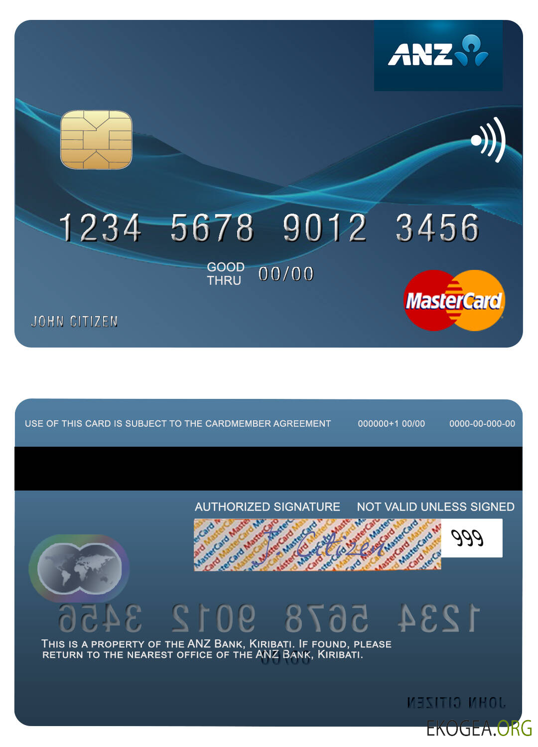 Carte Mastercard de la Kiribati ANZ Bank